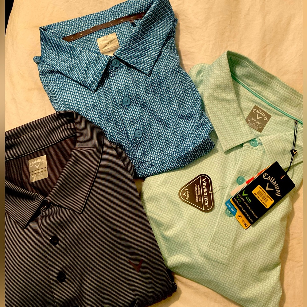 🔥CALLAWAY BIG AND TALL GOLF POLO MEN'S SIZE 3XLT-TALL SWING TECH BLUE POLO